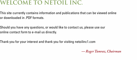 WELCOME TO NETOIL INC.  This site currently contains informatio